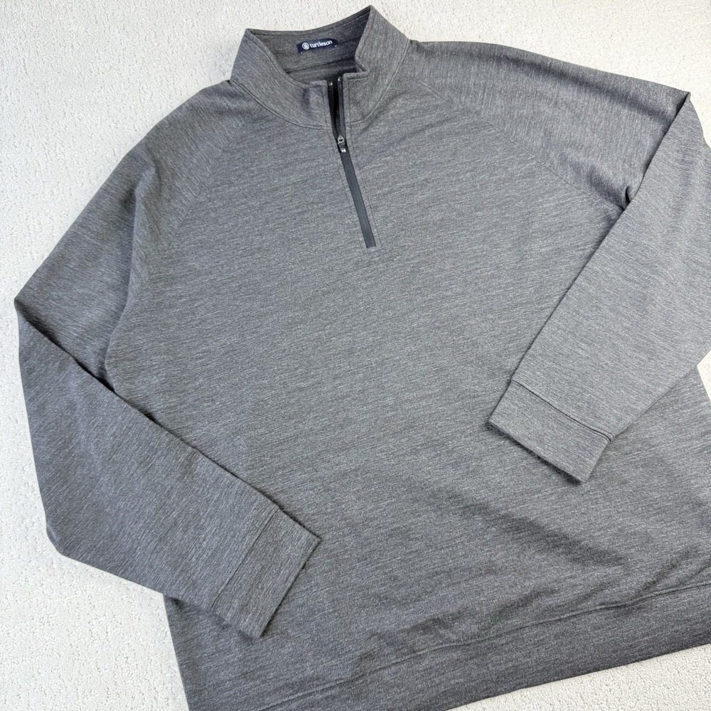 Turtleson‎ Quarter Zip Pullover Men XL Gray Stretch Performance Golf Layer $135